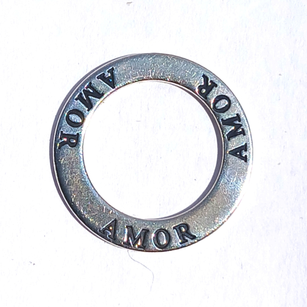 💖 Sterling Silver Amor Positive Affirmation Circle Pendant Charm